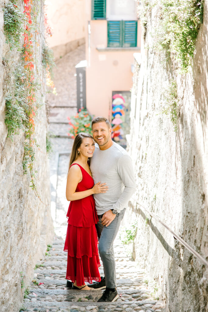 bellagio italy engagement session red dress