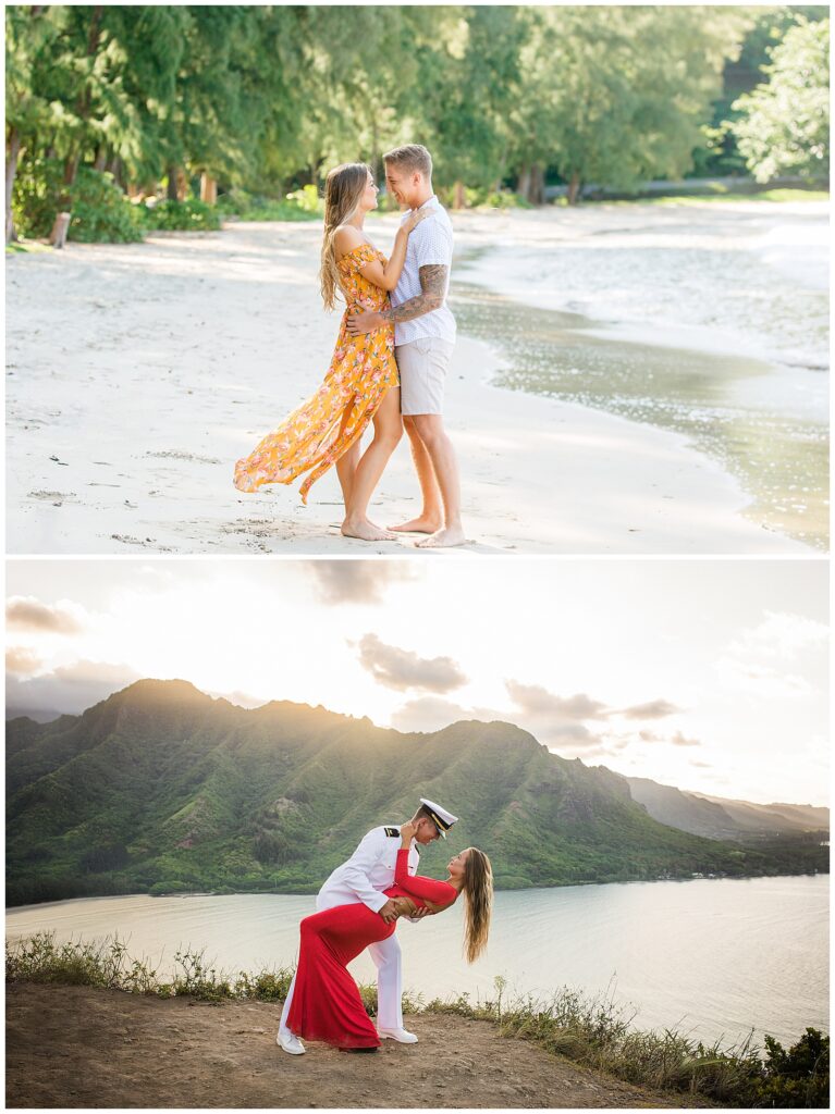 beach engagement photos in hawaii
